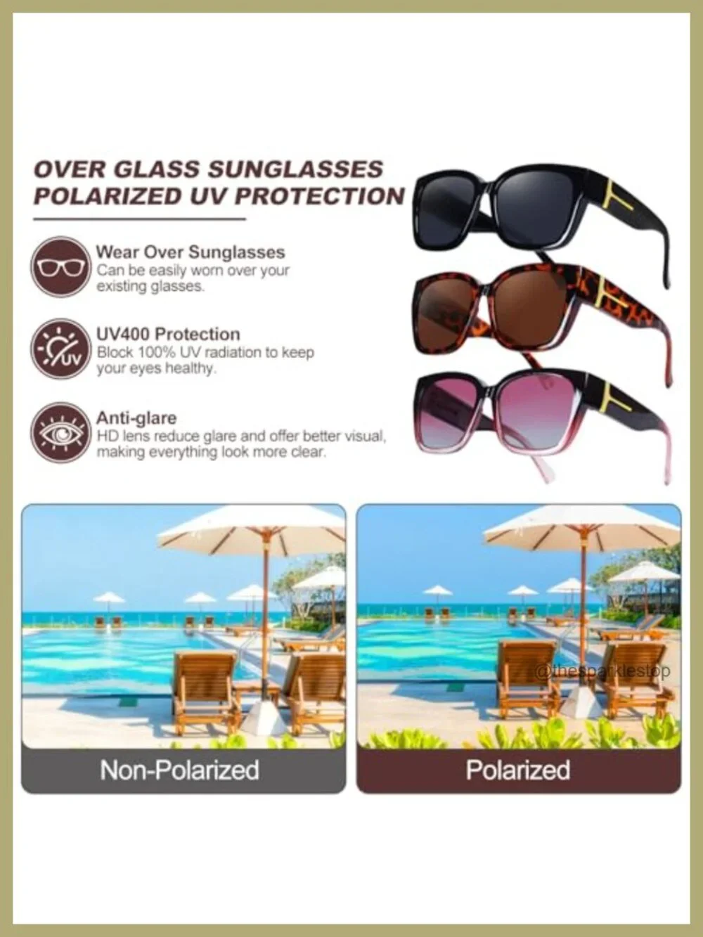 Polarized Fit Over Sunglasses for Men Women Over Glasses UV400 3 Pack
